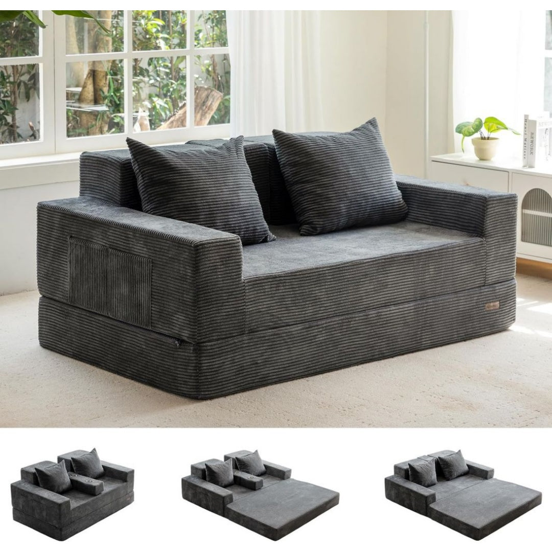 Canape Lit Convertible en Velours de Qualite
