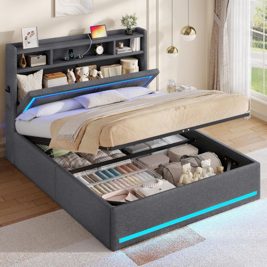 En Deux ColisCe lit coffre 140X190 avec sommier est en deux colis distincts – Lit Coffre avec Rangement