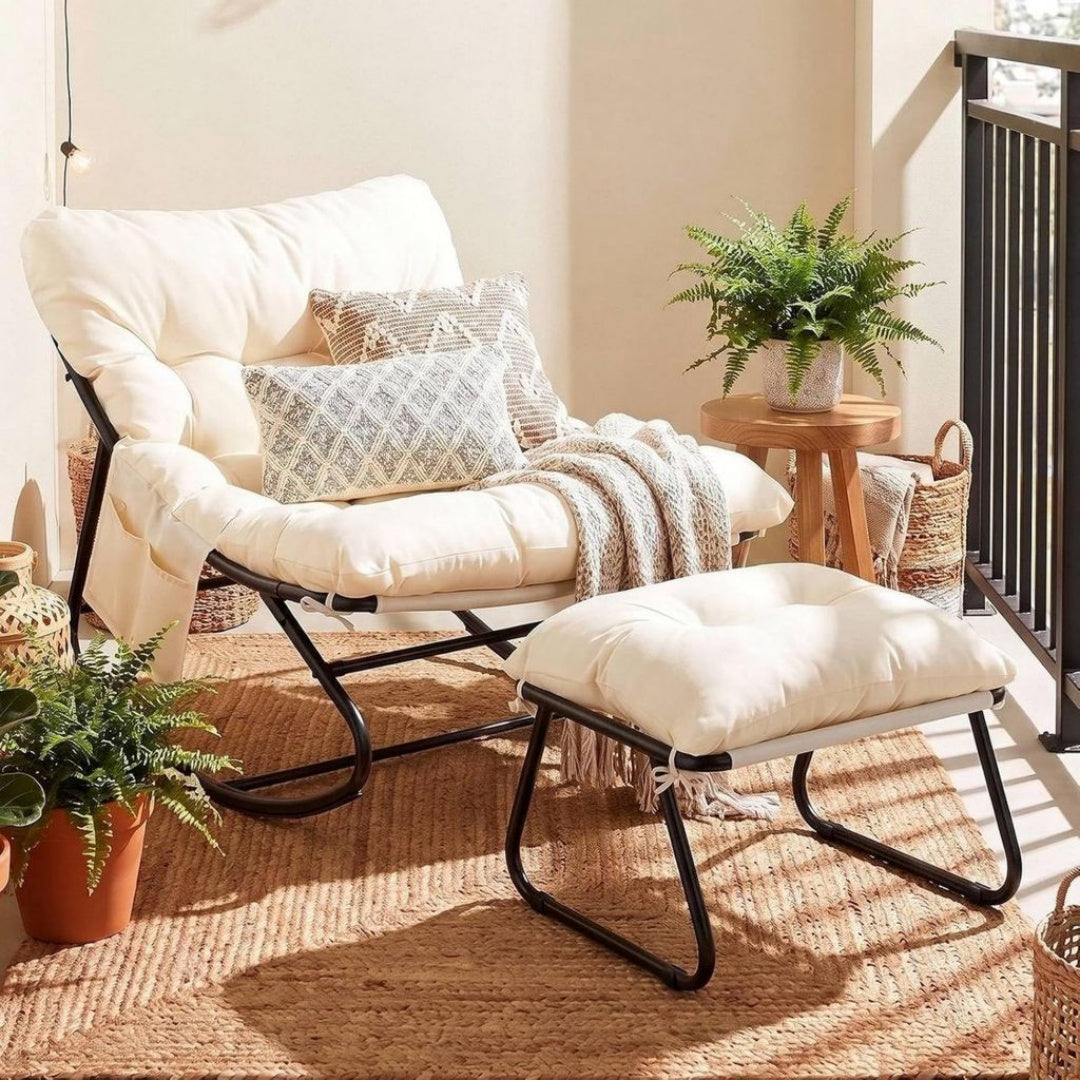 Metal Marron Cafe, Fauteuil a Bascule Design Moderne